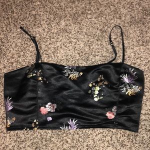 Honey Punch satin crop top with adjustable straps!